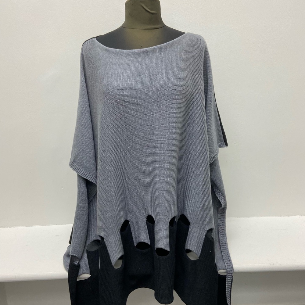 Grey and Black Poncho